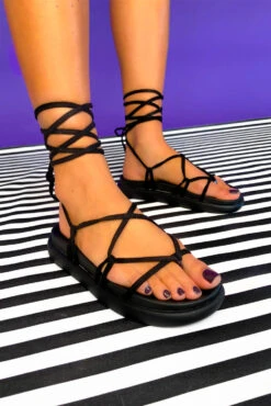 A Lace In The Sun - Black Lace Up Sandals 10 A Lace In The Sun - Black Lace Up Sandals -Fashion Clothing Store A Lace In The Sun Black Lace Up Sandals 2