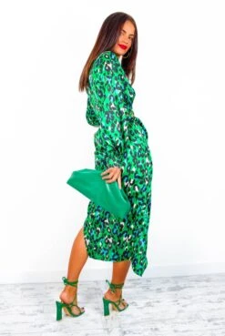 A Class Of Your Own - Green Blue Leopard Midi Dress -Fashion Clothing Store AClassOfYourOwn GreenBlueLeopardMidiDress 5