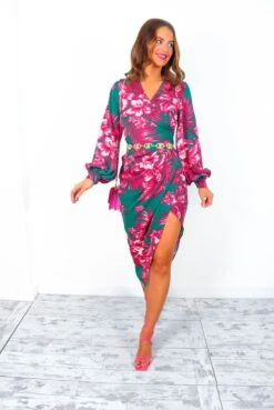 A Class Of Your Own - Green Pink Floral Midi Dress 13 A Class Of Your Own - Green Pink Floral Midi Dress -Fashion Clothing Store AClassOfYourOwn GreenPinkFloralMidiDress 1