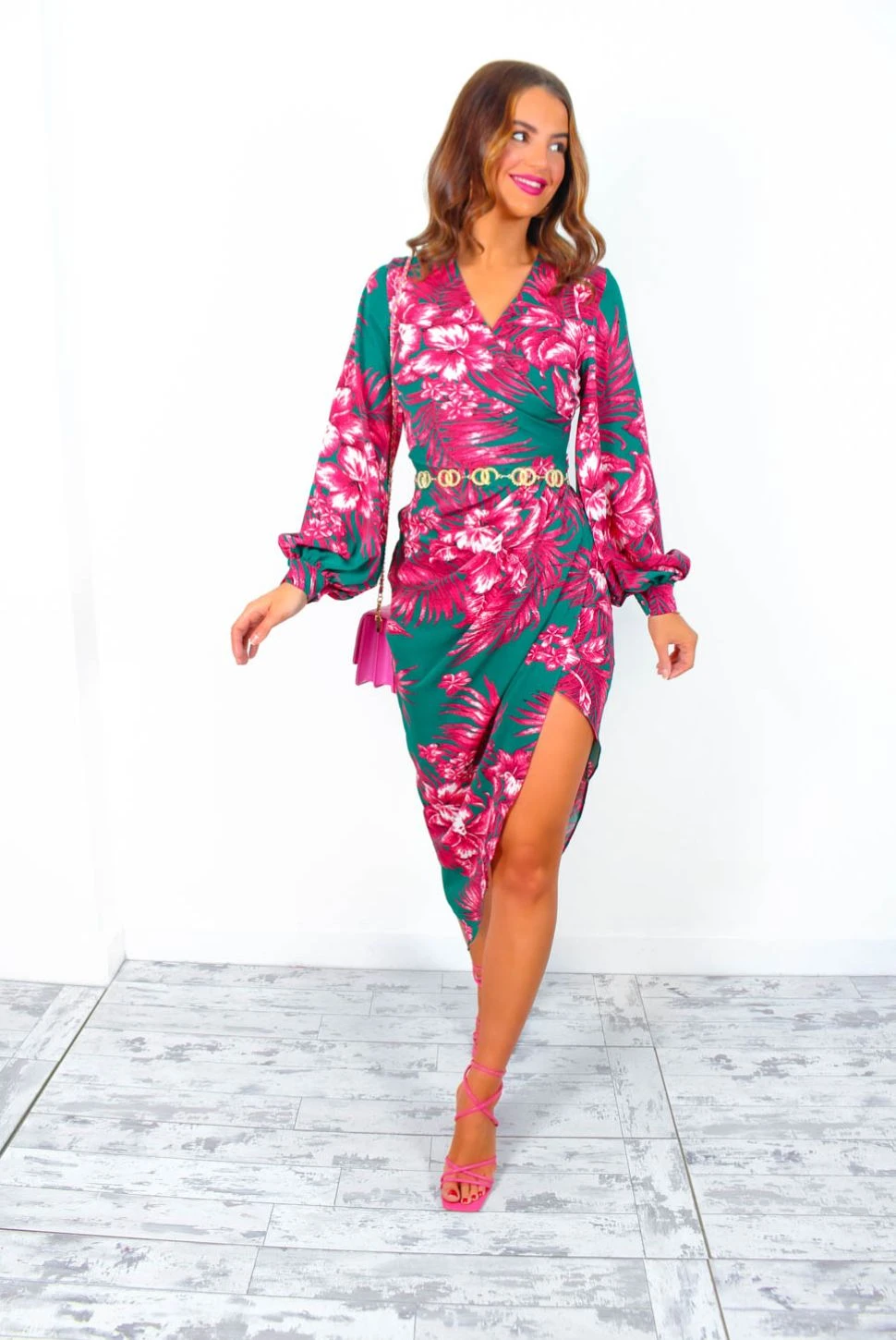 A Class Of Your Own - Green Pink Floral Midi Dress 7 A Class Of Your Own - Green Pink Floral Midi Dress - Image 7