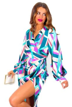 A Class Of Your Own - Purple Turquoise Abstract Midi Dress -Fashion Clothing Store AClassOfYourOwn PurpleTurquoiseAbstractMidiDress 3
