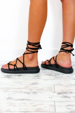 A Lace In The Sun - Black Lace Up Sandals 15 A Lace In The Sun - Black Lace Up Sandals -Fashion Clothing Store ALaceInTheSun BlackLaceUpSandals 1