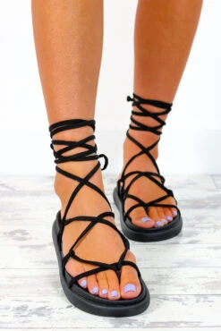 A Lace In The Sun - Black Lace Up Sandals 12 A Lace In The Sun - Black Lace Up Sandals -Fashion Clothing Store ALaceInTheSun BlackLaceUpSandals 2