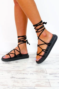 A Lace In The Sun - Black Lace Up Sandals 14 A Lace In The Sun - Black Lace Up Sandals -Fashion Clothing Store ALaceInTheSun BlackLaceUpSandals 5
