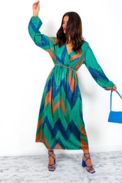 A Way Of Life - Green Blue Glitter Stripe Midi Dress 11 A Way Of Life - Green Blue Glitter Stripe Midi Dress -Fashion Clothing Store AWayOfLife GreenBlueGlitterStripeMidiDress2