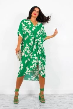 A Whole Knot Of Love - Green Floral Knot Midi Dress -Fashion Clothing Store AWholeKnotOfLove GreenFloralKnotMidiDress2