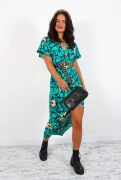 Adore Me - Green Multi Floral Midi Dress -Fashion Clothing Store AdoreMe GreenMultiFloralMidiDress3