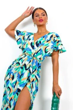 Adore Me - Mint Multi Abstract Midi Dress -Fashion Clothing Store AdoreMe MintMultiAbstractMidiDress5 1