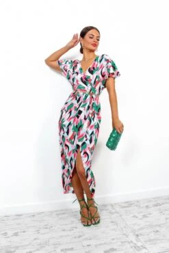 Adore Me - Pink Multi Abstract Midi Dress