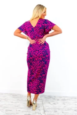 Adore Me - Raspberry Navy Leopard Print Midi Dress -Fashion Clothing Store AdoreMe RaspberryNavyLeopardPrintMidiDress6