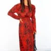 AX Paris All For You - Red Black Paisley Midi Dress