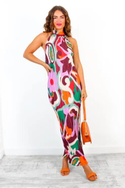 All That Matters - Multi Abstract Floral Plisse Halter Neck Maxi Dress 10 All That Matters - Multi Abstract Floral Plisse Halter Neck Maxi Dress -Fashion Clothing Store AllThatMatters MultiAbstractFloralPlisseHalterNeckMaxiDress 1