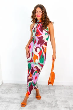 All That Matters - Multi Abstract Floral Plisse Halter Neck Maxi Dress 8 All That Matters - Multi Abstract Floral Plisse Halter Neck Maxi Dress -Fashion Clothing Store AllThatMatters MultiAbstractFloralPlisseHalterNeckMaxiDress 4