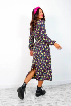 All The Attitude - Black Multi Rose Maxi Dress -Fashion Clothing Store AllTheAttitude BlackMultiRoseMaxiDress2
