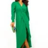 All Time Favourite - Forest Green Twist Front Midi Dress