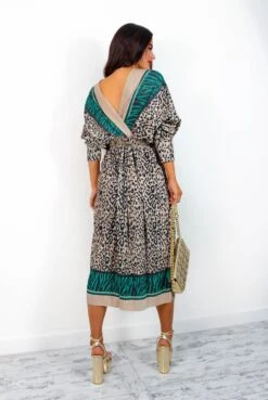 Always Be You - Green Beige Leopard Pleated Midi Dress 11 Always Be You - Green Beige Leopard Pleated Midi Dress -Fashion Clothing Store AlwaysBeYou GreenBeigeLeopardPleatedMidiDress4