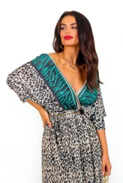 Always Be You - Green Beige Leopard Pleated Midi Dress 10 Always Be You - Green Beige Leopard Pleated Midi Dress -Fashion Clothing Store AlwaysBeYou GreenBeigeLeopardPleatedMidiDress5