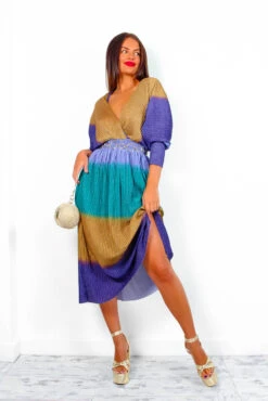 Always Be You - Purple Bronze Pleated Midi Dress -Fashion Clothing Store AlwaysBeYou PurpleBronzePleatedMidiDress 7