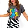 Always Funtastic - Acid Wash Slogan Oversized T-Shirt