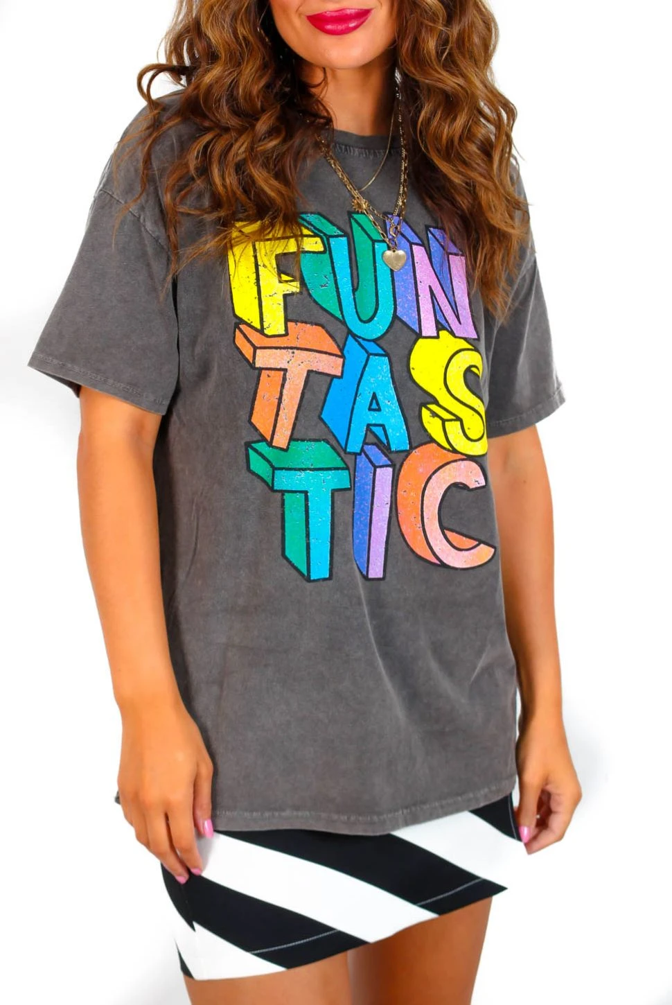 Always Funtastic - Acid Wash Slogan Oversized T-Shirt 2 Always Funtastic - Acid Wash Slogan Oversized T-Shirt - Image 2