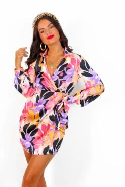 Anything But Basic - Orange Purple Floral Mini Dress -Fashion Clothing Store AnythingButBasic OrangePurpleFloralMiniDress 1