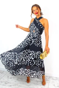 Artemis - Black Spot Pleated Maxi Dress 10 Artemis - Black Spot Pleated Maxi Dress -Fashion Clothing Store Artemis BlackSpotPleatedMaxiDress 6