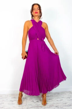 Artemis - Magenta Pleated Maxi Dress -Fashion Clothing Store Artemis MagentaPleatedMaxiDress5