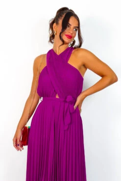 Artemis - Magenta Pleated Maxi Dress -Fashion Clothing Store Artemis MagentaPleatedMaxiDress6