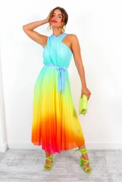 Artemis - Multi Ombre Print Pleated Midi Dress -Fashion Clothing Store Artemis MultiOmbrePrintPleatedMidiDress 2