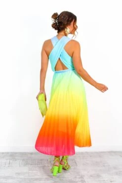 Artemis - Multi Ombre Print Pleated Midi Dress -Fashion Clothing Store Artemis MultiOmbrePrintPleatedMidiDress 5