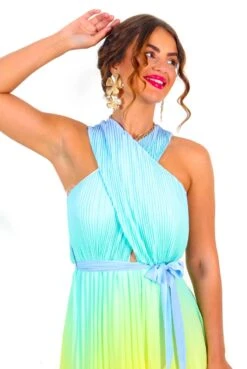 Artemis - Multi Ombre Print Pleated Midi Dress -Fashion Clothing Store Artemis MultiOmbrePrintPleatedMidiDress 7