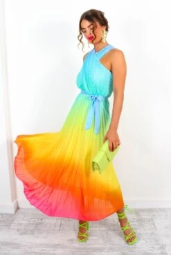 Artemis - Multi Ombre Print Pleated Midi Dress -Fashion Clothing Store Artemis MultiOmbrePrintPleatedMidiDress 8