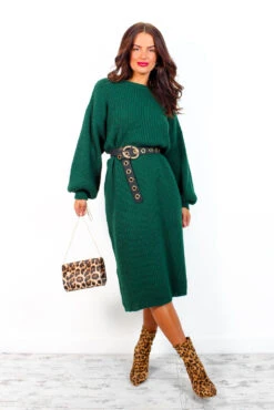 Be Home For Winter- Forest Knitted Dress