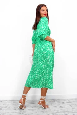Be Mine - Green Leopard Print Midi Wrap Dress 11 Be Mine - Green Leopard Print Midi Wrap Dress -Fashion Clothing Store BeMine GreenLeopardPrintMidiWrapDress 3