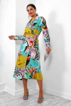 Be Your Fantasy - Turquoise Botanical Print Midi Dress -Fashion Clothing Store BeYourFantasy TurquoiseBotanicalPrintMidiDress5