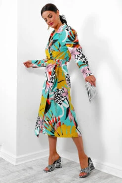 Be Your Fantasy - Turquoise Botanical Print Midi Dress -Fashion Clothing Store BeYourFantasy TurquoiseBotanicalPrintMidiDress7