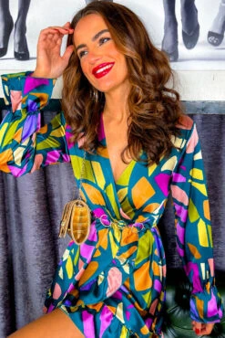 Better Shape Up - Forest Multi Abstract Mini Wrap Dress 11 Better Shape Up - Forest Multi Abstract Mini Wrap Dress -Fashion Clothing Store Better Shape Up Forest Multi Abstract Mini Wrap Dress 7 1