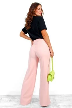 Big Ambitions - Blush Pink Wide Leg Trousers -Fashion Clothing Store BigAmbitions BlushPinkWideLegTrousers 3