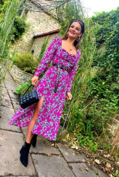 Biggest Bunch - Purple Floral Midi Dress