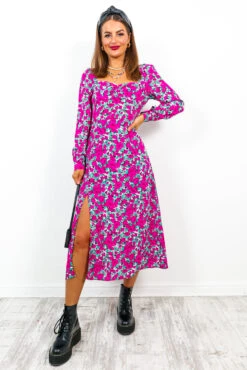 Biggest Bunch - Purple Floral Midi Dress -Fashion Clothing Store BiggestBunch PurpleFloralMidiDress 2 06c690ed d121 418f 9db4 534b14d8e9d9