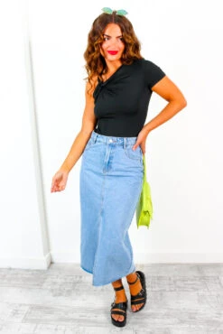 Body Talk - Black Twist Shoulder Detail Bodysuit -Fashion Clothing Store BodyTalk BlackTwistShoulderDetailBodysuit 5