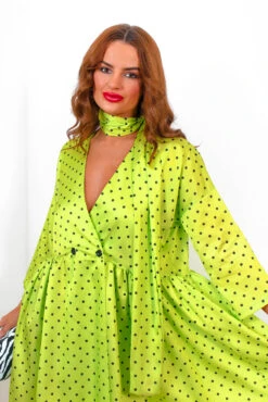 Bow Love Lost - Lime Polka Dot Mini Dress -Fashion Clothing Store BowLoveLost LimePolkaDotMiniDress4