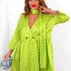Bow Love Lost - Lime Polka Dot Mini Dress