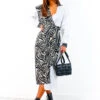 Bringing The Spice - White Zebra Print Spliced Wrap Shirt Dress