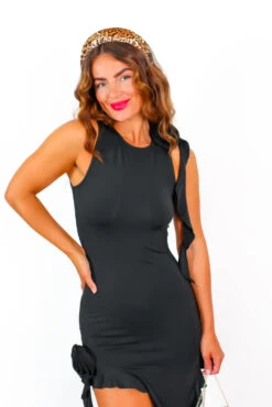 Buy Myself Flowers - Black Ruffle Rose Frill Detail Asymmetric Mini Dress -Fashion Clothing Store BuyMyselfFlowers BlackRuffleRoseFrillDetailAsymmetricMiniDress 5