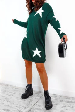 Call It Even - Forest White Star Print Roll Neck Dress -Fashion Clothing Store CallItEven ForestWhiteStarPrintRollNeckDress 6