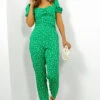 Call Me Sweetheart - Green Polka Dot Jumpsuit