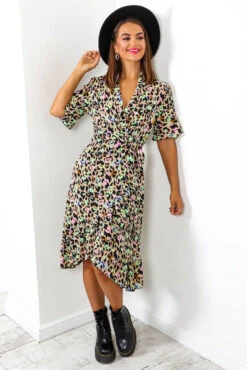 Call Of The Wild - Beige Multi Leopard Print Wrap Dress -Fashion Clothing Store CallOfTheWild BeigeMultiLeopardPrintWrapDress 3