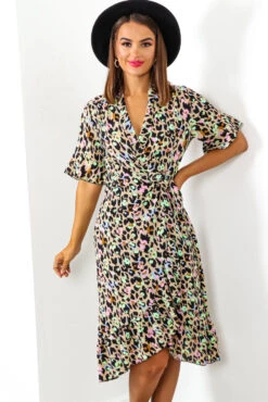 Call Of The Wild - Beige Multi Leopard Print Wrap Dress -Fashion Clothing Store CallOfTheWild BeigeMultiLeopardPrintWrapDress 4