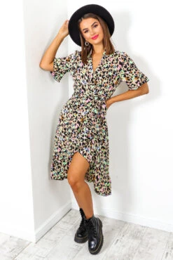 Call Of The Wild - Beige Multi Leopard Print Wrap Dress -Fashion Clothing Store CallOfTheWild BeigeMultiLeopardPrintWrapDress 5